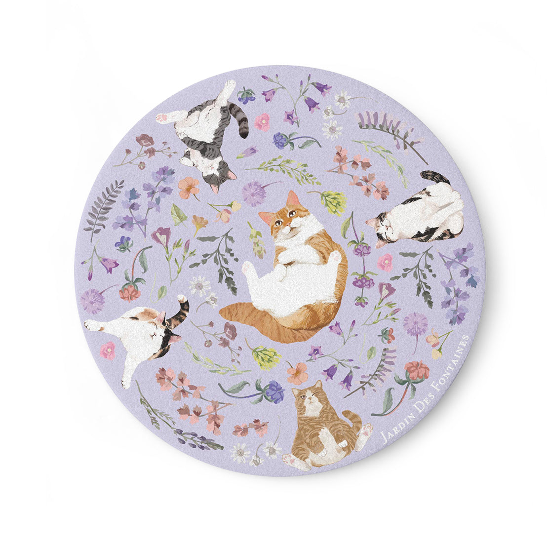 Yogis Cat and Flower Ceramic Coaster