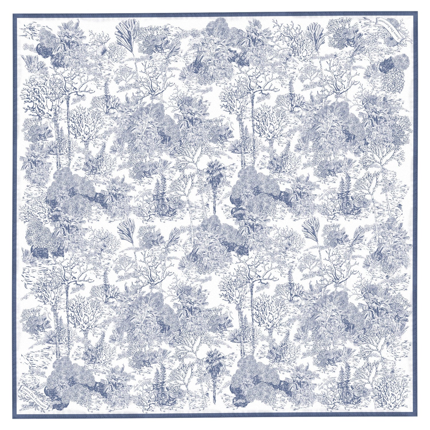 JARDIN DES FONTAINES, original design scarf, fashion scarf, neckerchief scarf, 90cm.