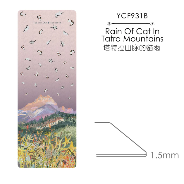 "Yogis Cat and Flower" Rain Of Cat In Tatra Mountains Travel Yoga Mat (1.5mm)