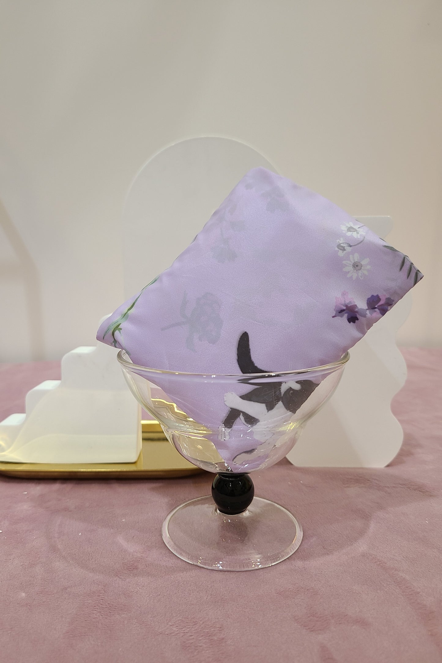 "Yogis Cat and Flower" Purple Wild Flower Field Ultra Light Foldable Eco-Bag, Shopping Bag