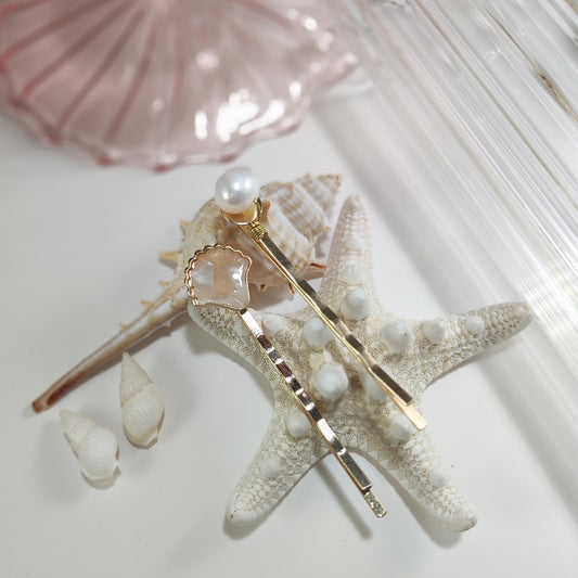 Set Of Two Pcs, Pearl And Ocean Essential Bobby Pin Hairpin