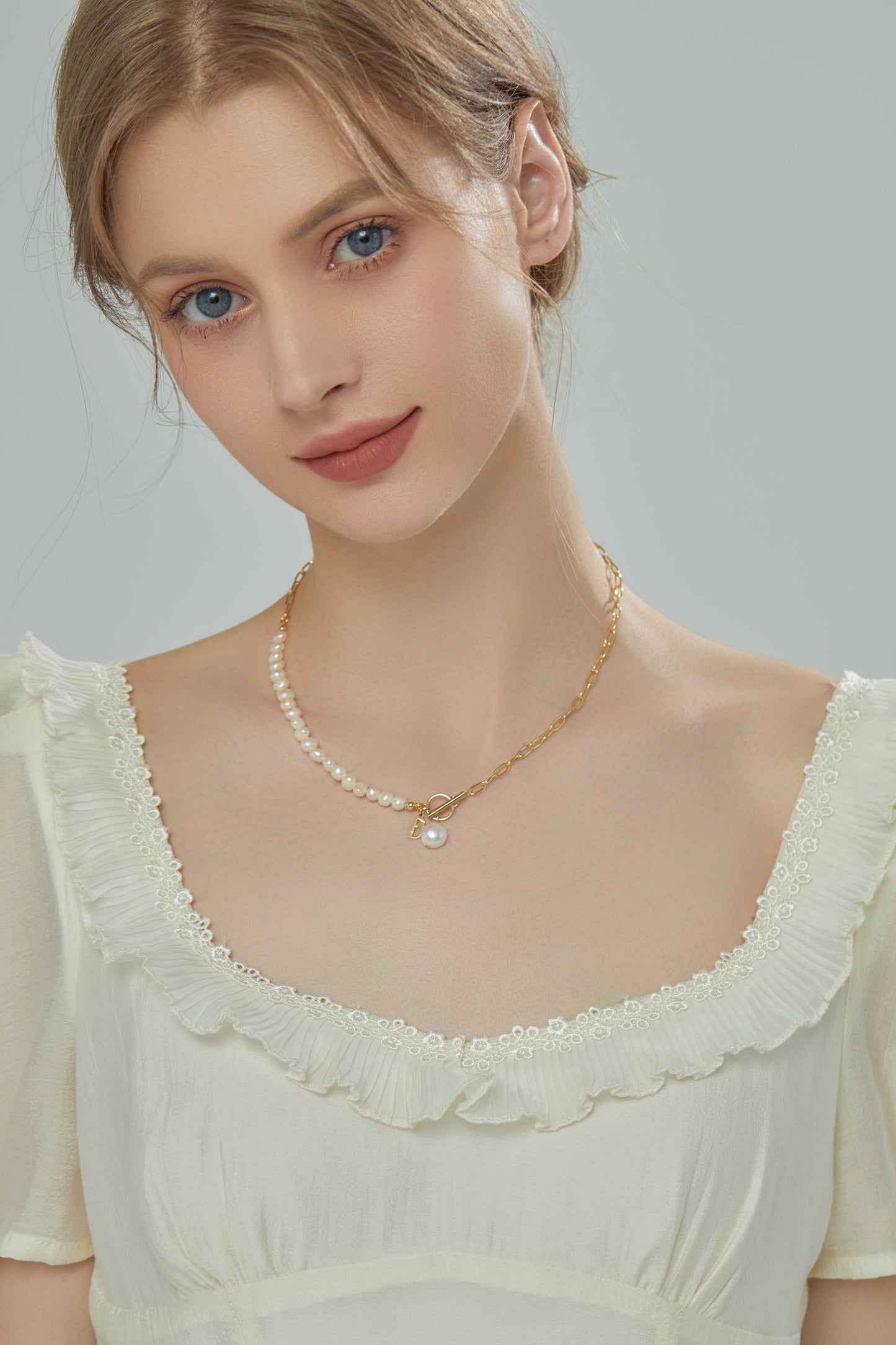 Real Pearl And Chain Gold-Plated Necklace