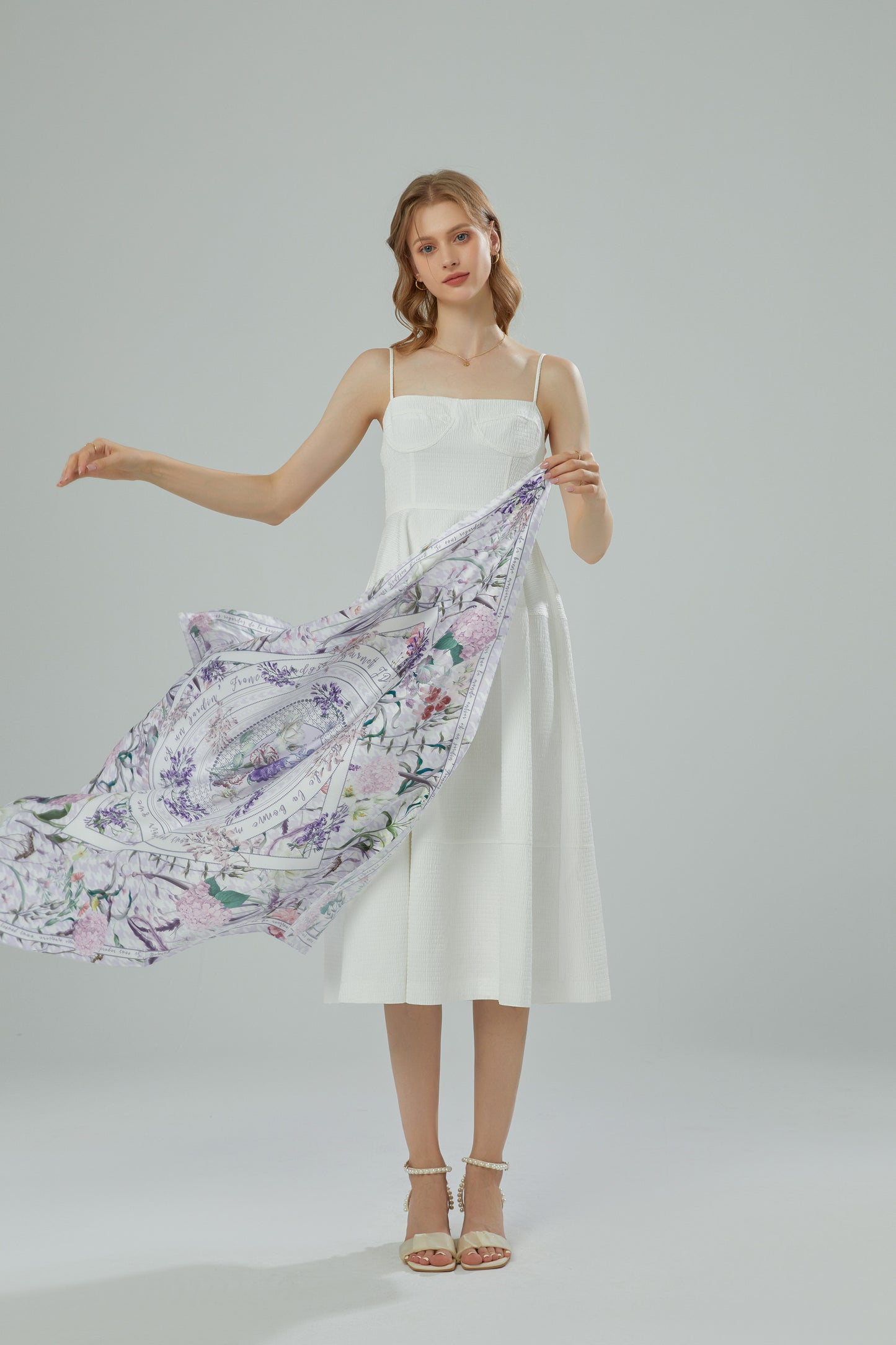 "Secret Violet Garden" The Key To The Garden Silky Scarf (90cm)