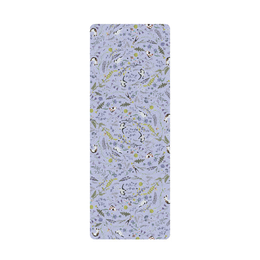 "Yogis Cat and Flower" Purple Wild Flower Field Travel Yoga Mat (1.5mm)